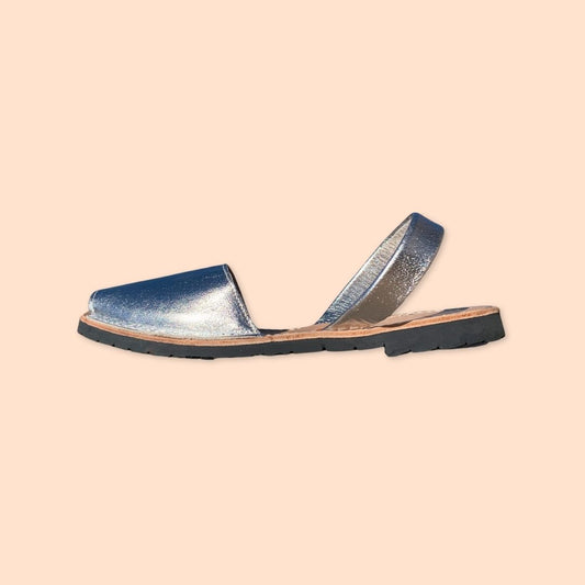 Abarca Menorquina - Mujer / Hombre / Niña - Fantasía- Suela Clásica - Color Plata