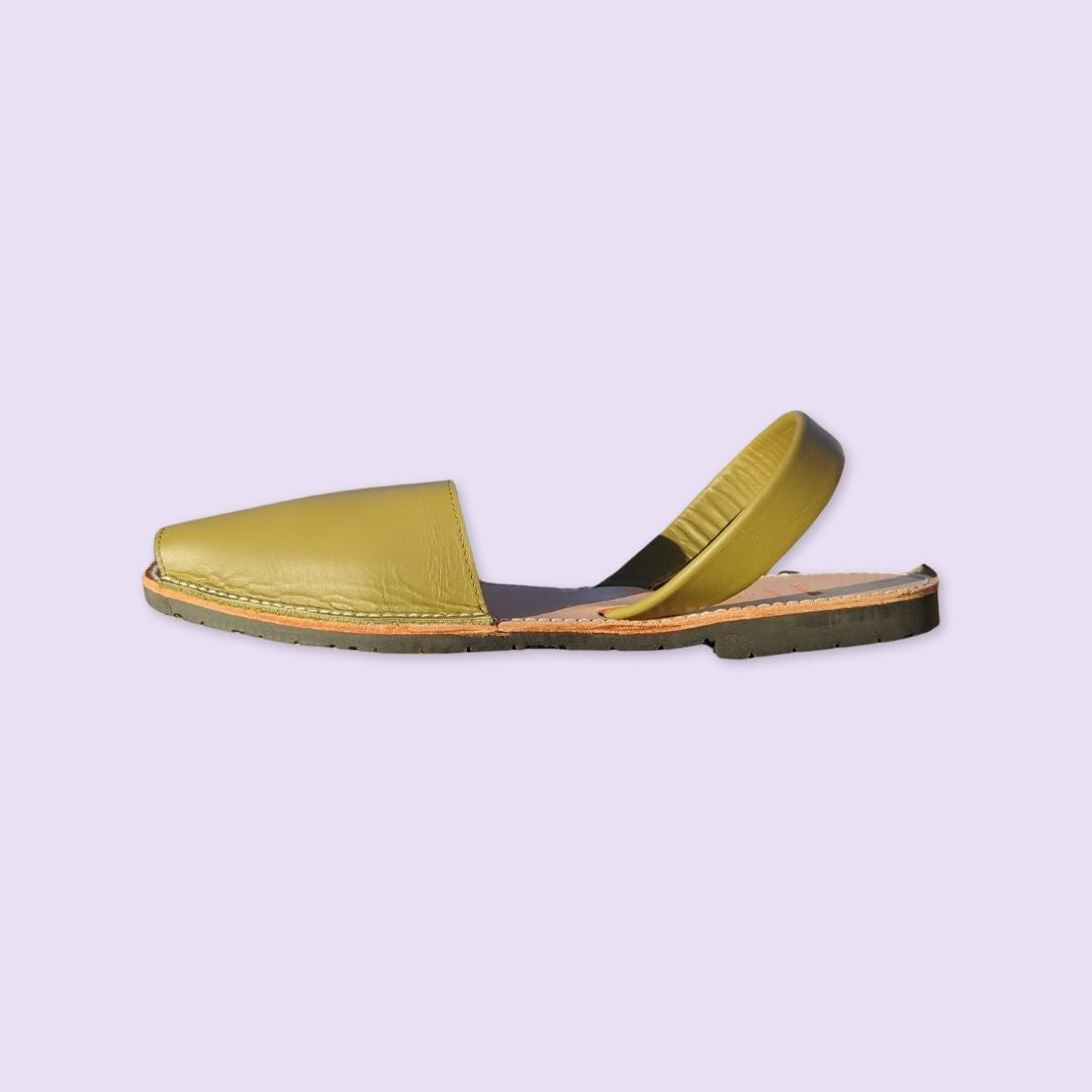 abarcas menorquinas mujer hombre niño piel box color khaki originales