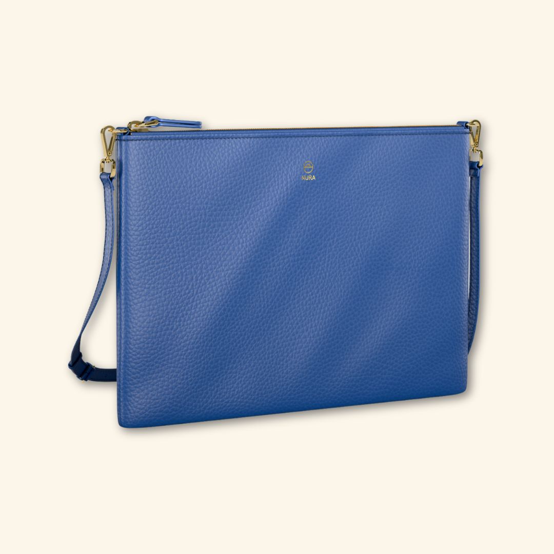 Bolso de piel para mujer | Color Azul Marino | Bandolera con Tira ajustable