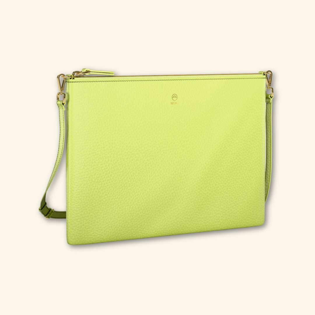 Bolso de piel para mujer | Color Lima | Bandolera con Tira ajustable