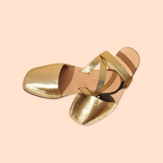 abarcas menorquinas mujer hombre niña piel color dorado originales