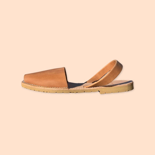 abarcas menorquinas mujer hombre niña piel nobuk color marron originales