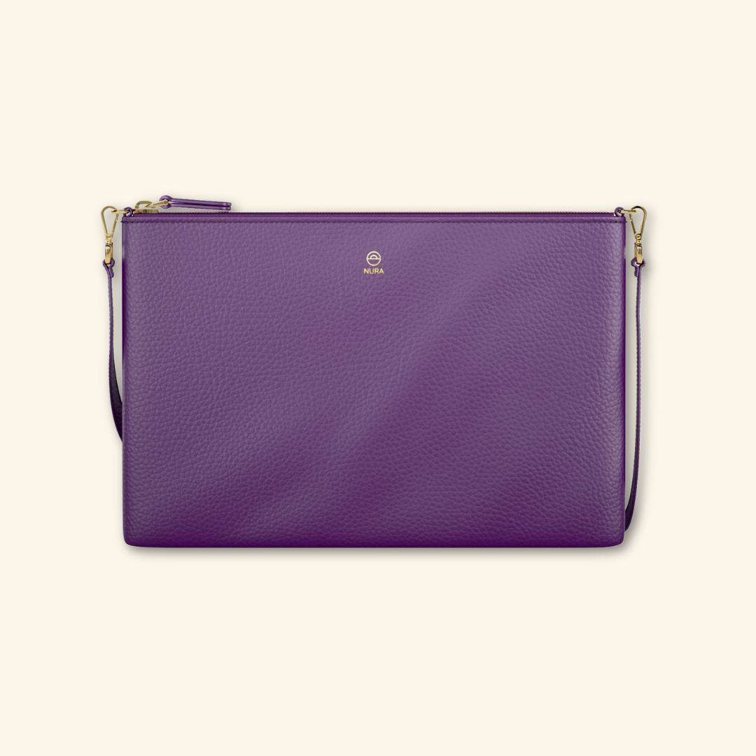Bolso de piel para mujer | Color Violeta | Bandolera con Tira ajustable