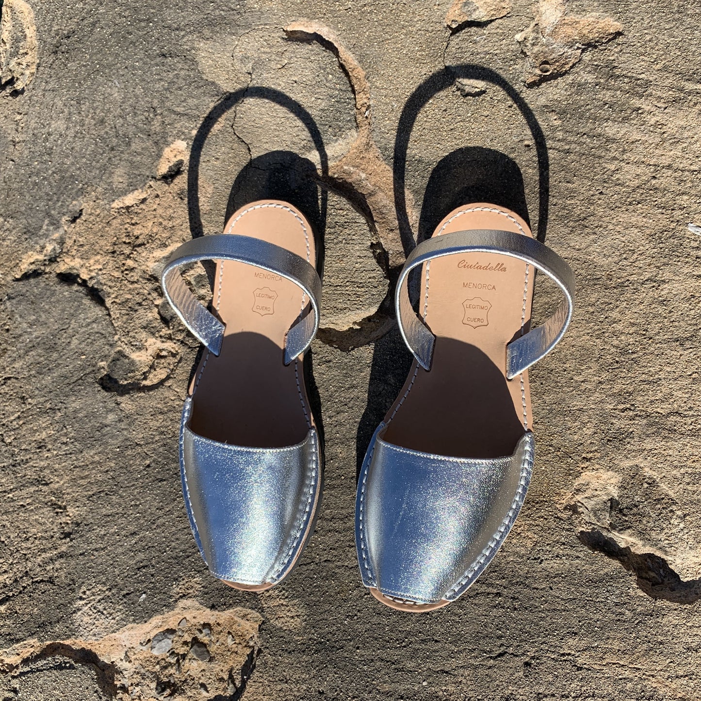 Abarca Menorquina - Mujer / Hombre / Niña - Fantasía- Suela Clásica - Color Plata