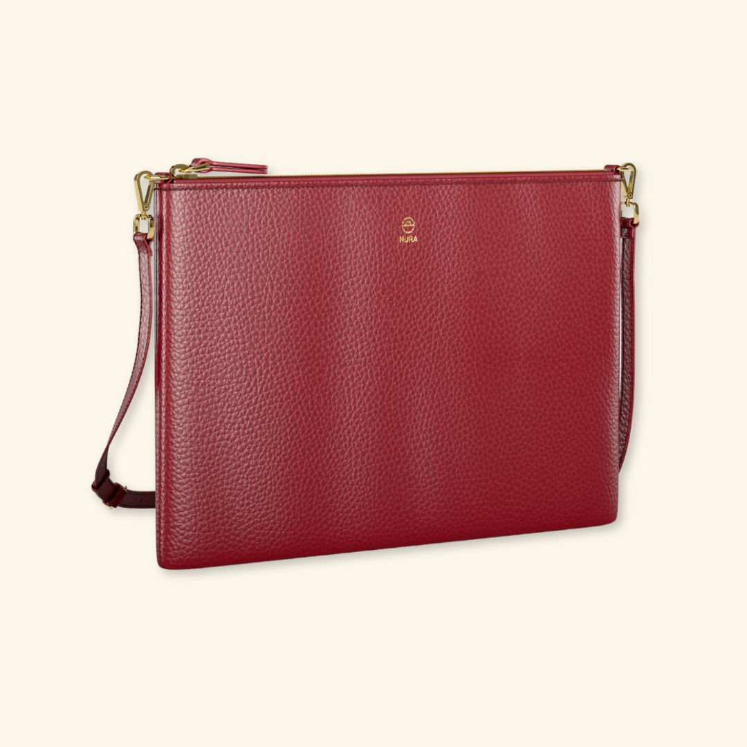 Granulado Burdeos con Interior Marrón en Piel de Serraje