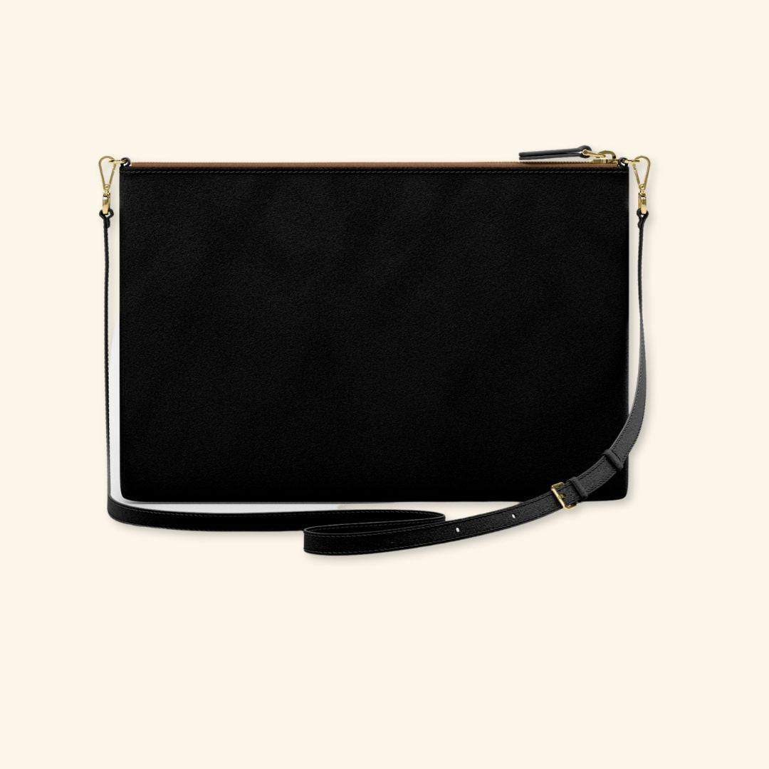Serraje Negro | Bolso de piel para mujer | Con Tira ajustable