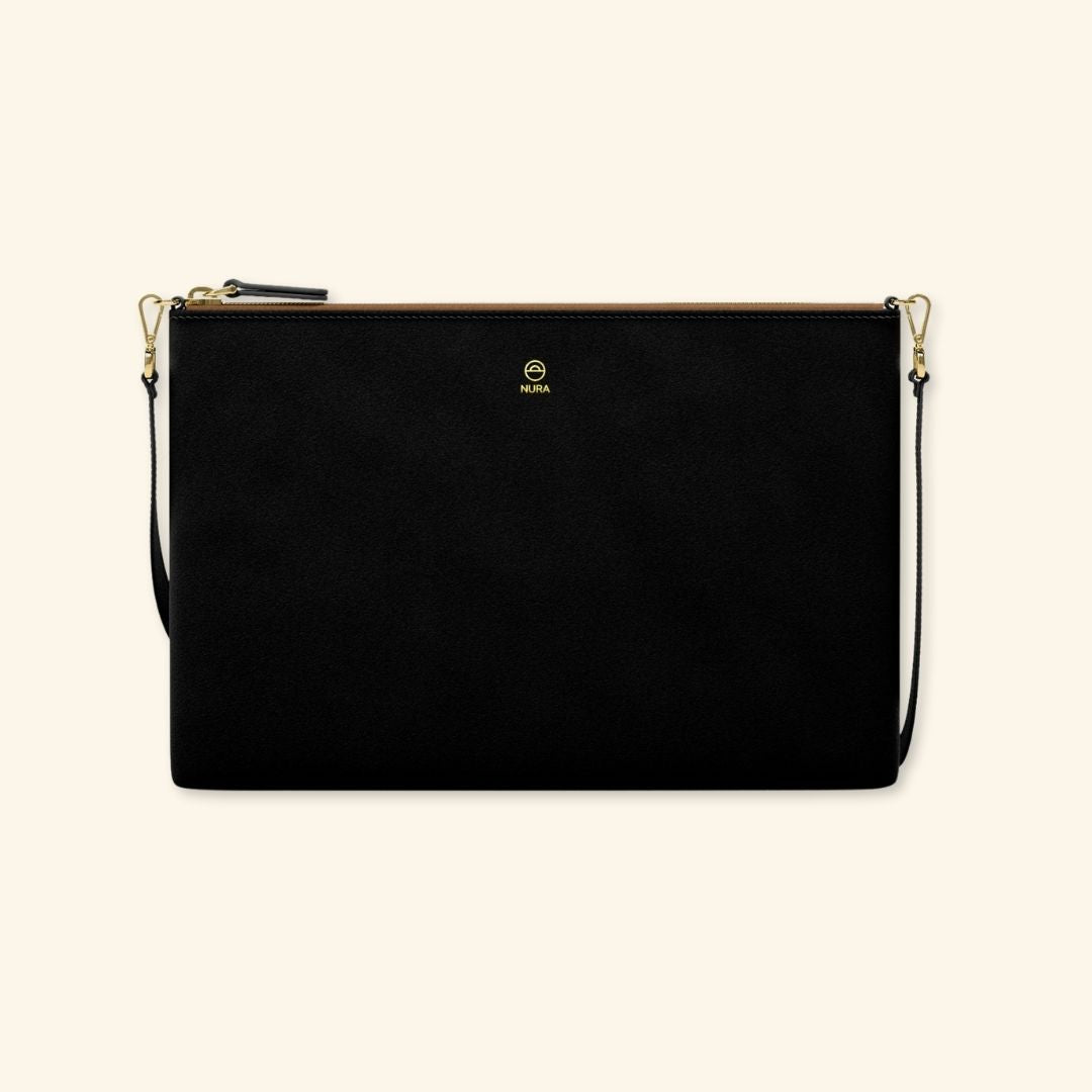 Serraje Negro | Bolso de piel para mujer | Con Tira ajustable