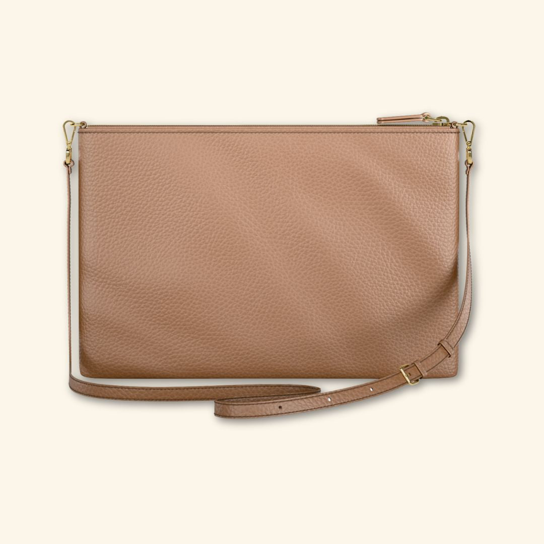 Bolso de piel para mujer | Color Cognac | Bandolera con Tira ajustable