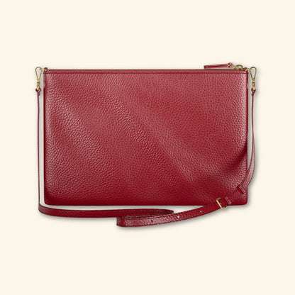 Bolso de piel para mujer | Color Burdeos | Bandolera con Tira ajustable