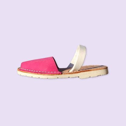 abarcas menorquinas mujer hombre niña piel nobuk color rosa blanco originales