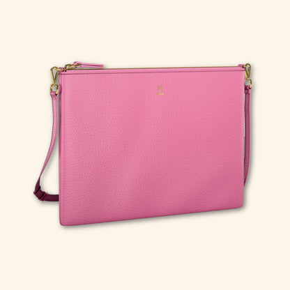 Bolso de piel para mujer | Color Rosa | Bandolera con Tira ajustable