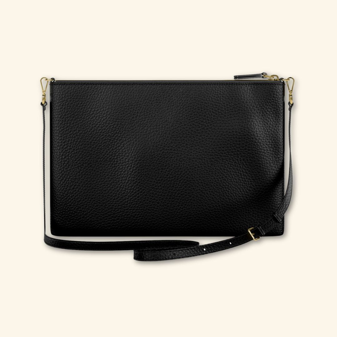 Granulado negro | Bolso de piel para mujer | Con Tira ajustable