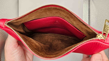 Granulado Burdeos con Interior Marrón en Piel de Serraje y Bolsillo de Piel Granulada