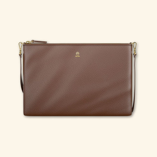 Bolso de piel para mujer | Color Castaño | Bandolera con Tira ajustable
