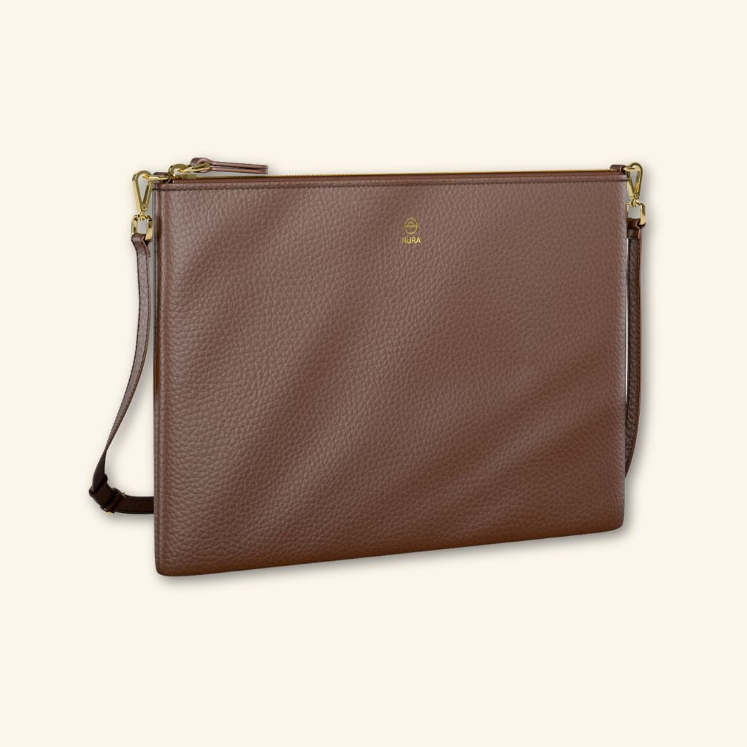 Bolso de piel para mujer | Color Castaño | Bandolera con Tira ajustable