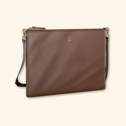 Bolso de piel para mujer | Color Castaño | Bandolera con Tira ajustable