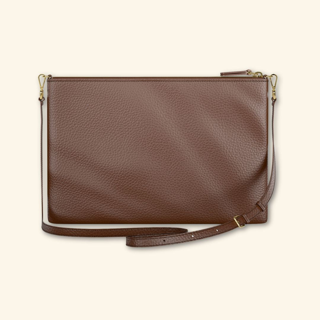 Bolso de piel para mujer | Color Castaño | Bandolera con Tira ajustable