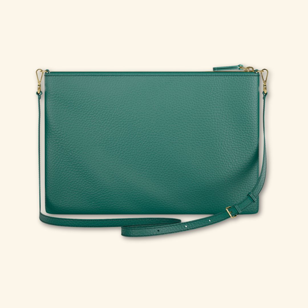 Bolso de piel para mujer | Color Verde | Bandolera con Tira ajustable
