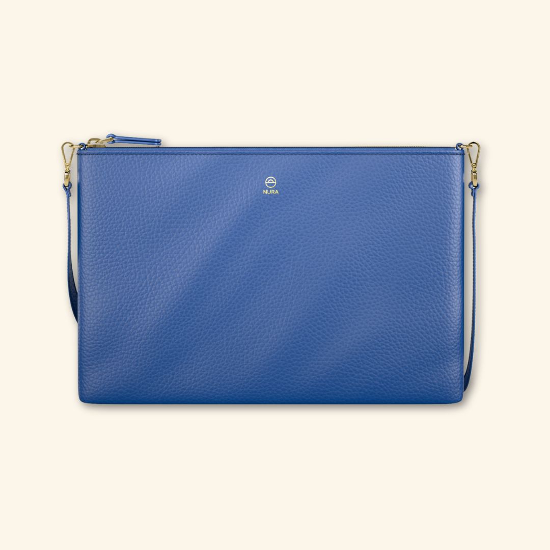 Bolso de piel para mujer | Color Azul Marino | Bandolera con Tira ajustable