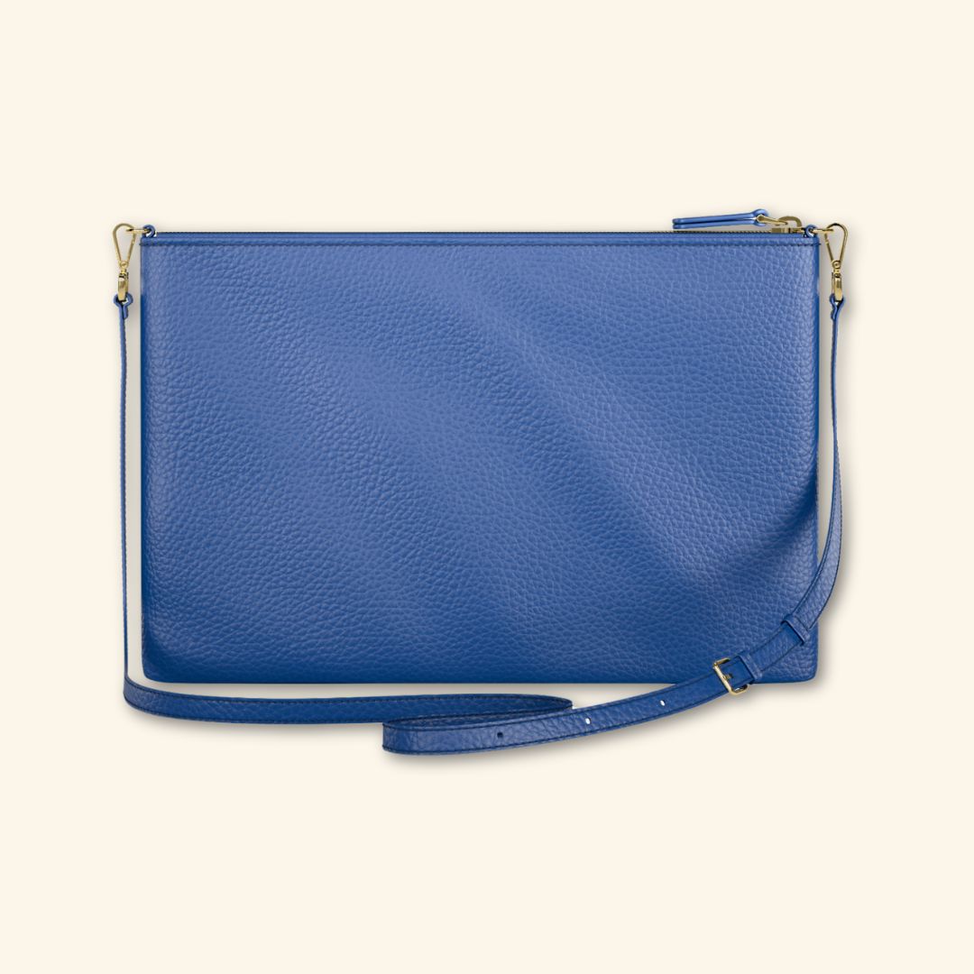 Bolso de piel para mujer | Color Azul Marino | Bandolera con Tira ajustable
