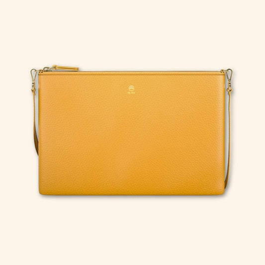 Bolso de piel para mujer | Color Amarillo | Bandolera con Tira ajustable