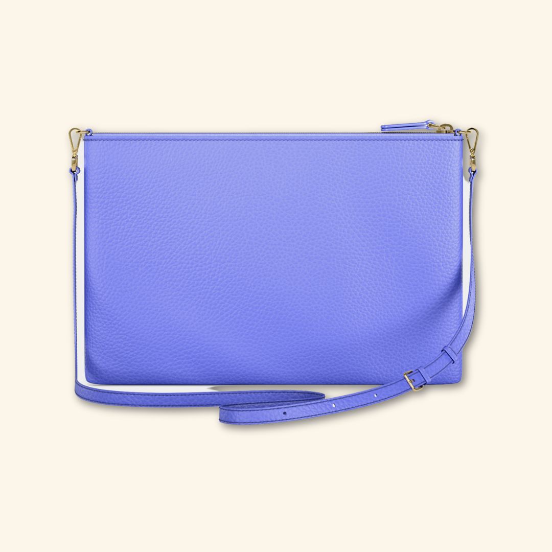 Bolso de piel para mujer | Color Very Peri | Bandolera con Tira ajustable