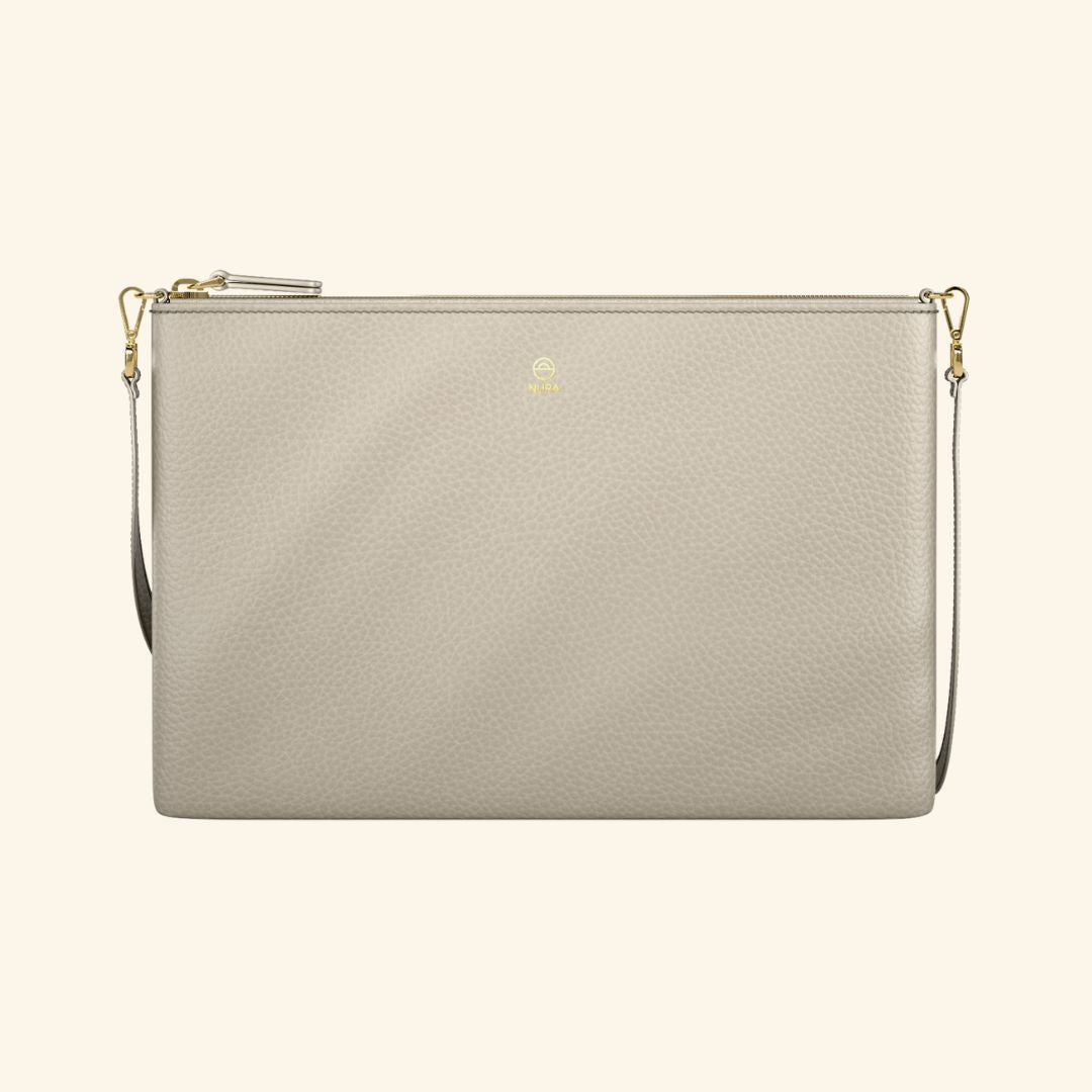 Bolso de piel para mujer | Color Piedra | Bandolera con Tira ajustable