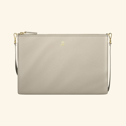 Bolso de piel para mujer | Color Piedra | Bandolera con Tira ajustable