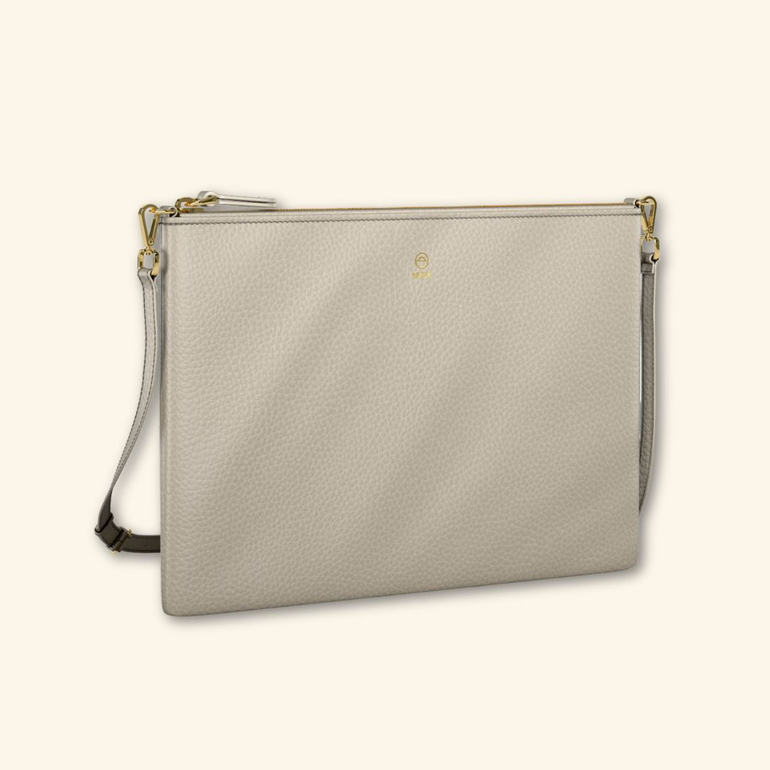 Bolso de piel para mujer | Color Piedra | Bandolera con Tira ajustable