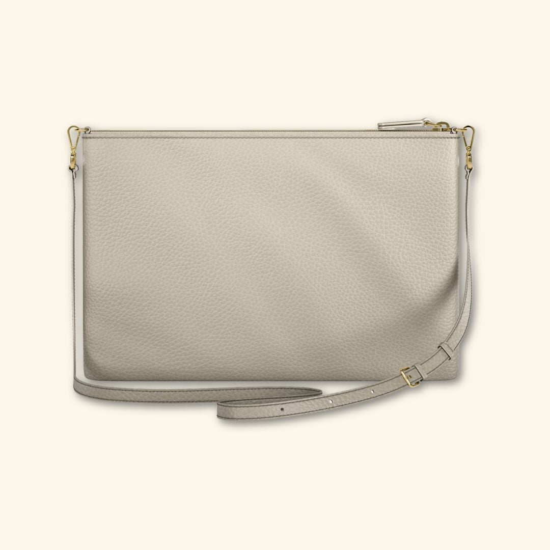 Bolso de piel para mujer | Color Piedra | Bandolera con Tira ajustable