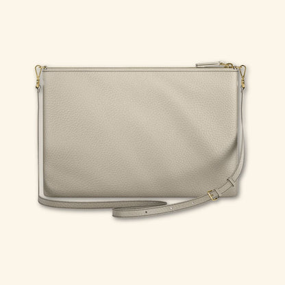 Bolso de piel para mujer | Color Piedra | Bandolera con Tira ajustable