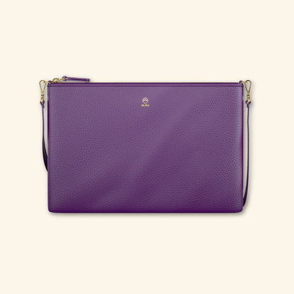 Bolso de piel para mujer | Color Violeta | Bandolera con Tira ajustable