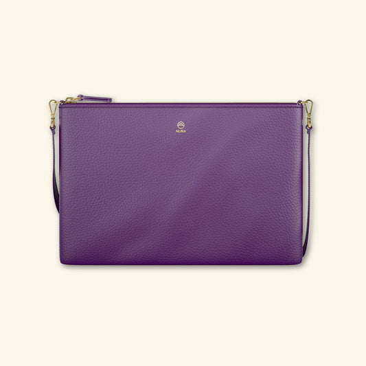 Bolso de piel para mujer | Color Violeta | Bandolera con Tira ajustable
