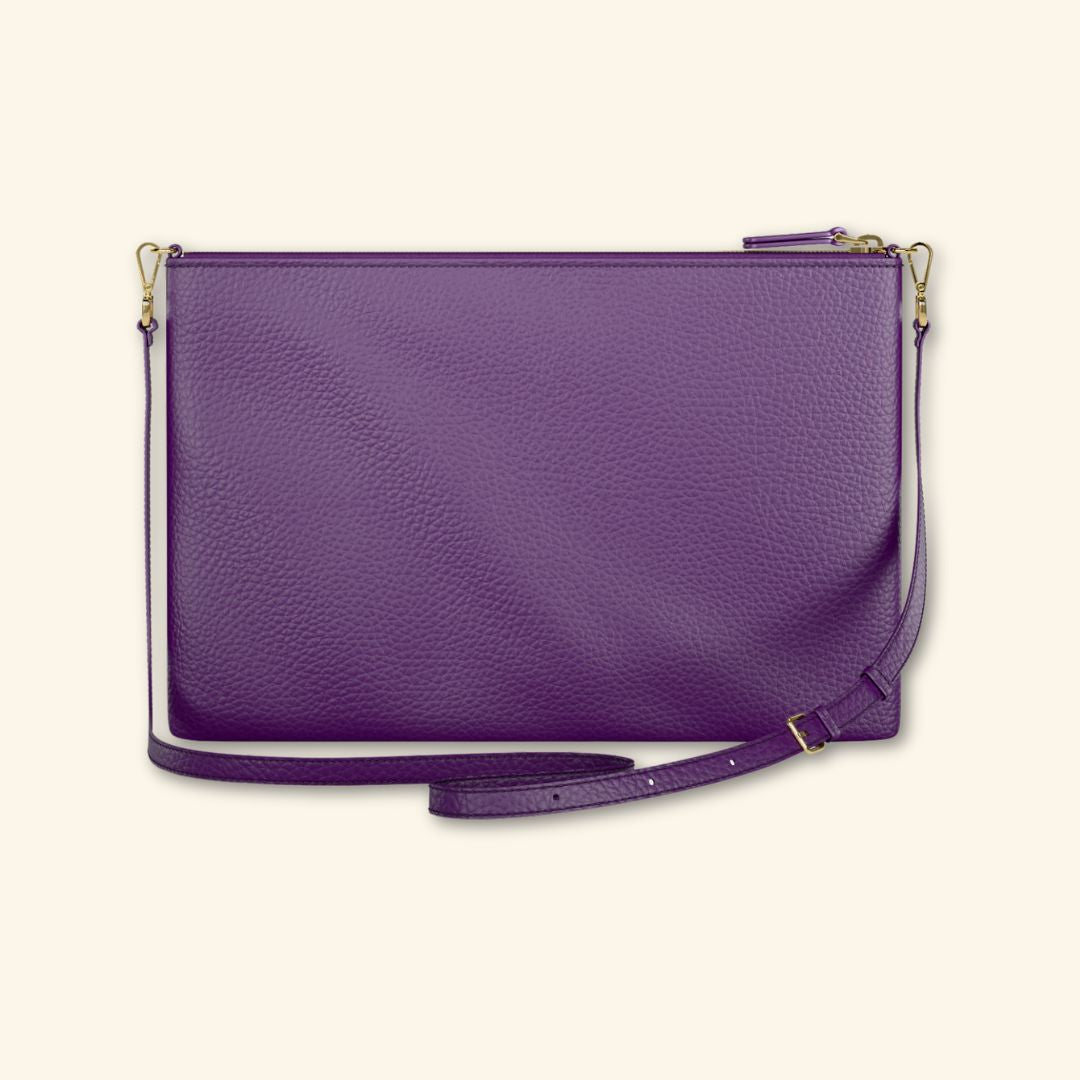 Bolso de piel para mujer | Color Violeta | Bandolera con Tira ajustable