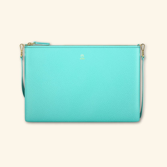 Bolso de piel para mujer | Color Acqua | Bandolera con Tira ajustable