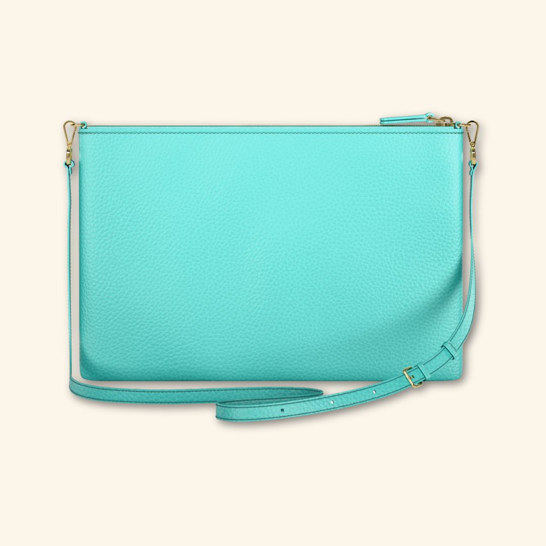 Bolso de piel para mujer | Color Acqua | Bandolera con Tira ajustable