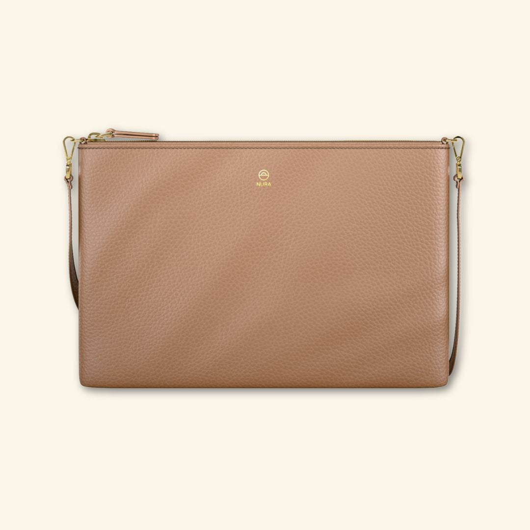 Bolso de piel para mujer | Color Cognac | Bandolera con Tira ajustable