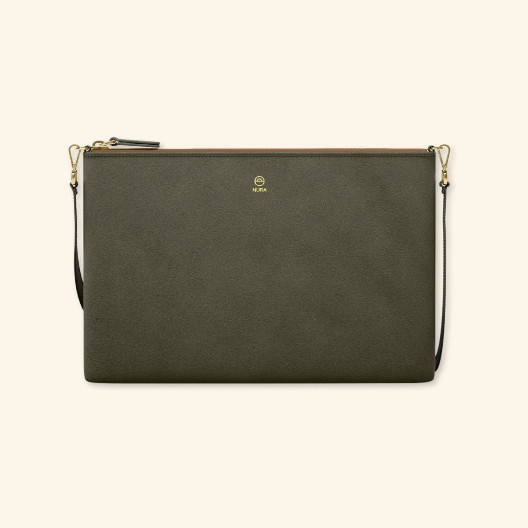 Serraje Avocado | Bolso de piel para mujer | Con Tira ajustable