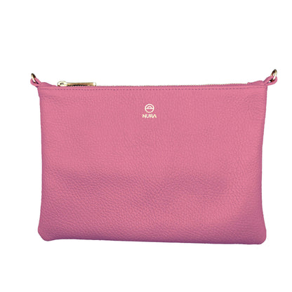 Granulado Rosa | Bolso de piel para mujer | Bandolera con Tira ajustable