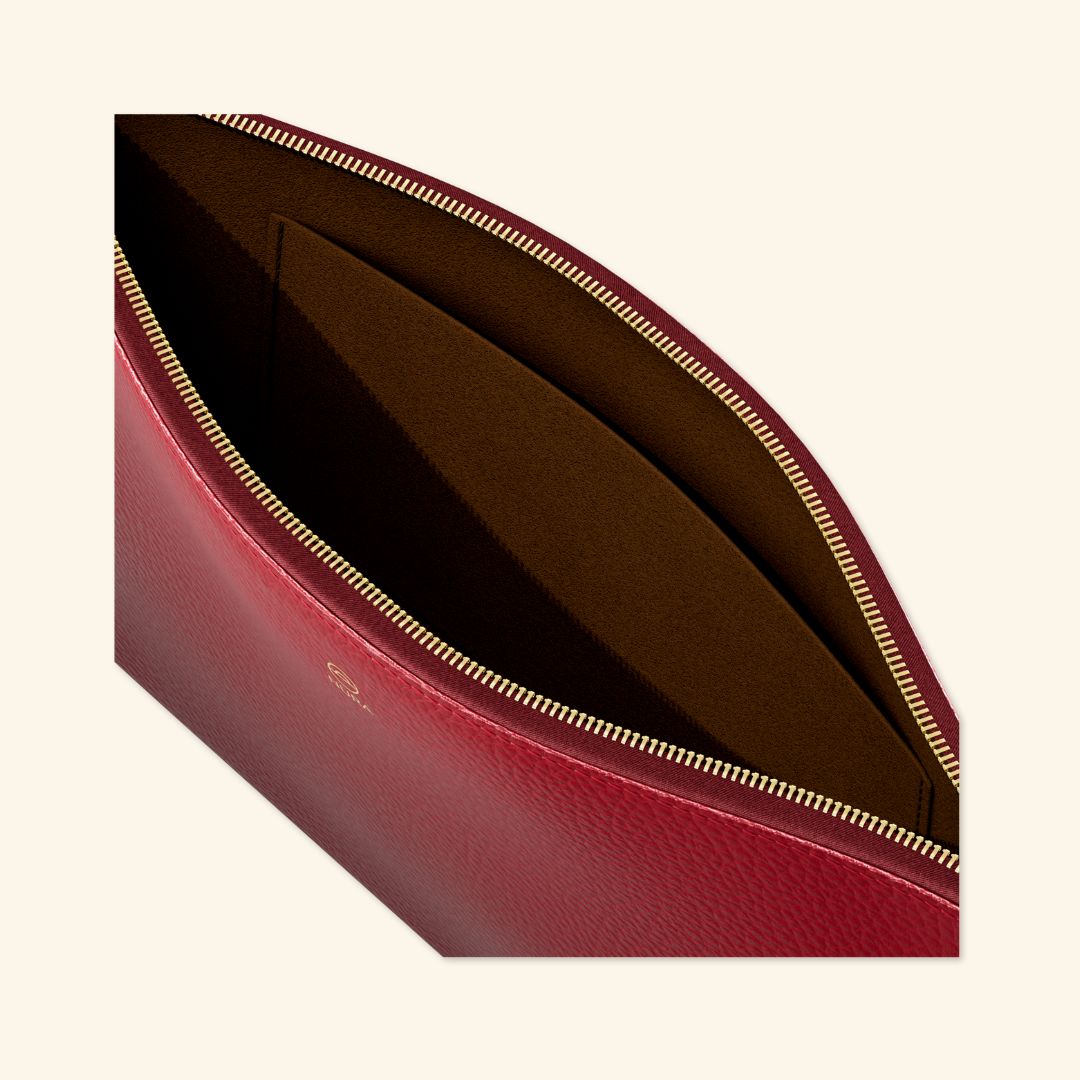 Granulado Burdeos con Interior Marrón en Piel de Serraje