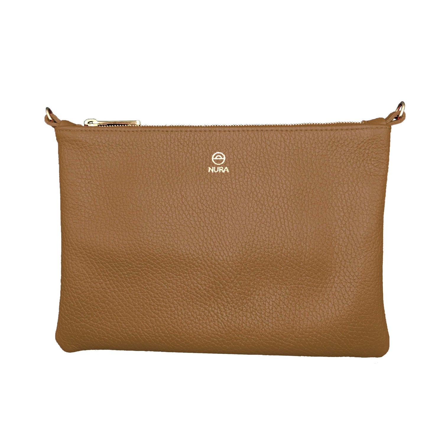 Granulado Cognac | Bolso de piel para mujer | Bandolera con Tira ajustable