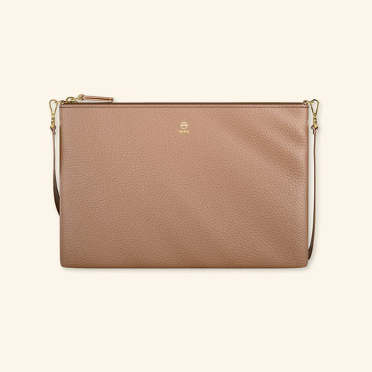 Granulado Cognac | Bolso de piel para mujer | Bandolera con Tira ajustable