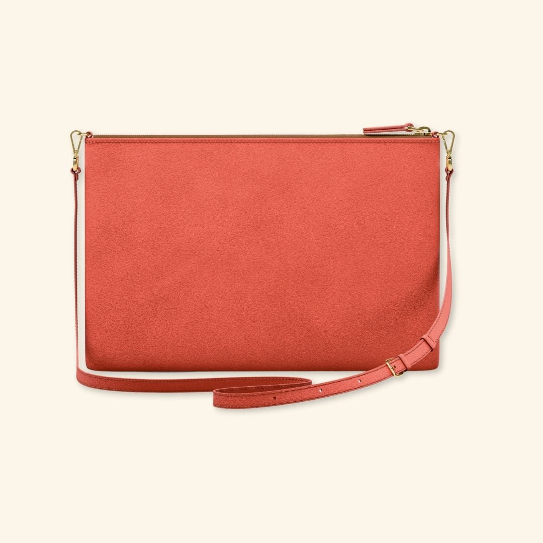 Serraje Coral | Bolso de piel para mujer | Con Tira ajustable
