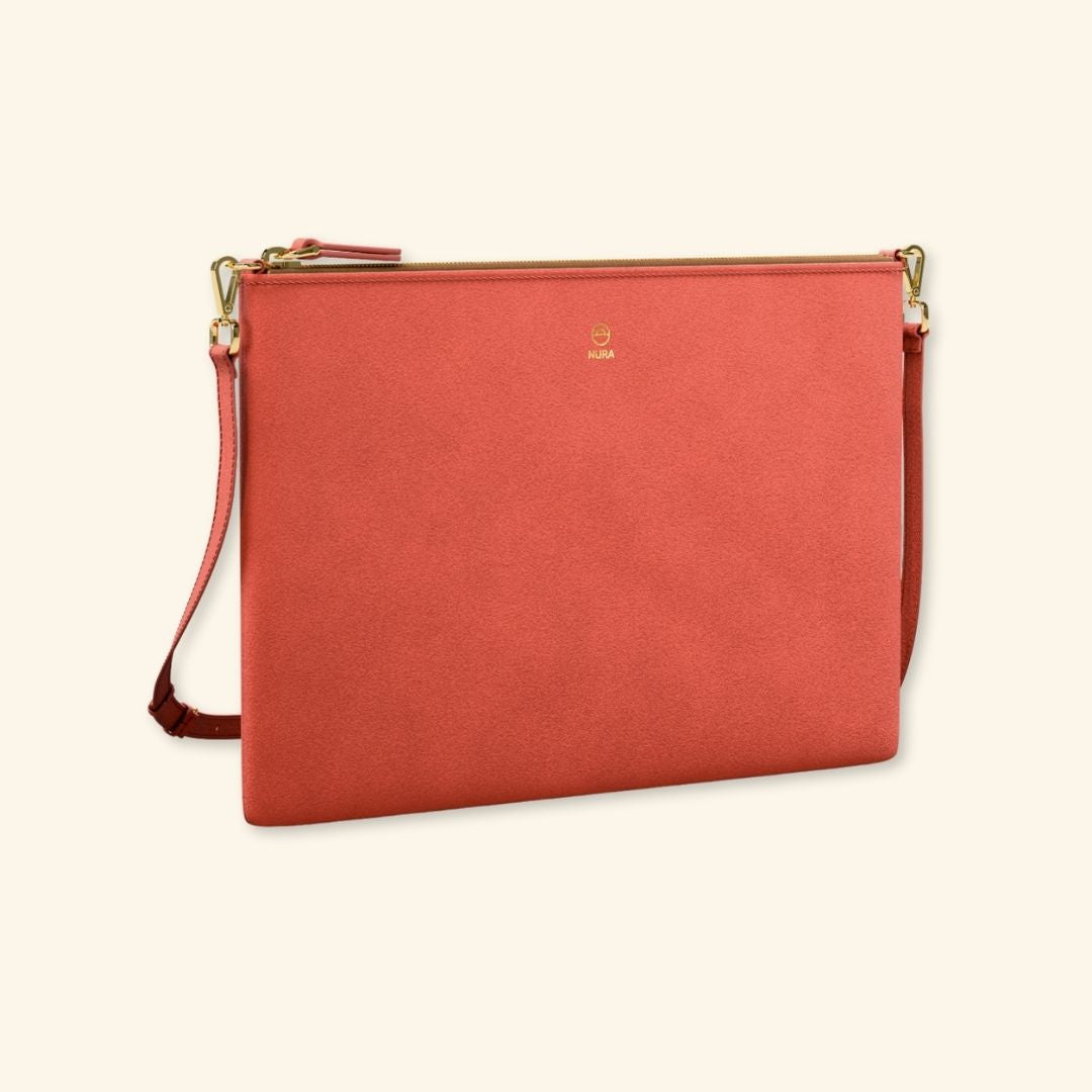 Serraje Coral | Bolso de piel para mujer | Con Tira ajustable