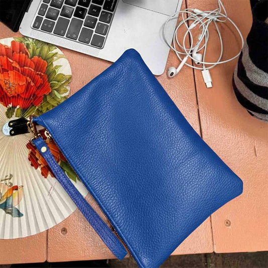 Granulado Azul Marino | Bolso de piel para mujer | Bandolera con Tira ajustable
