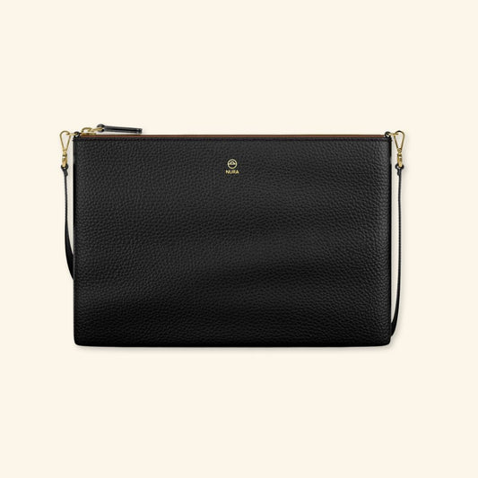 Granulado negro | Bolso de piel para mujer | Con Tira ajustable