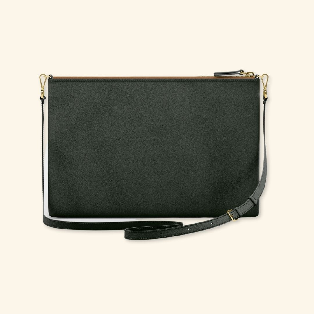 Serraje Oliva | Bolso de piel para mujer | Con Tira ajustable