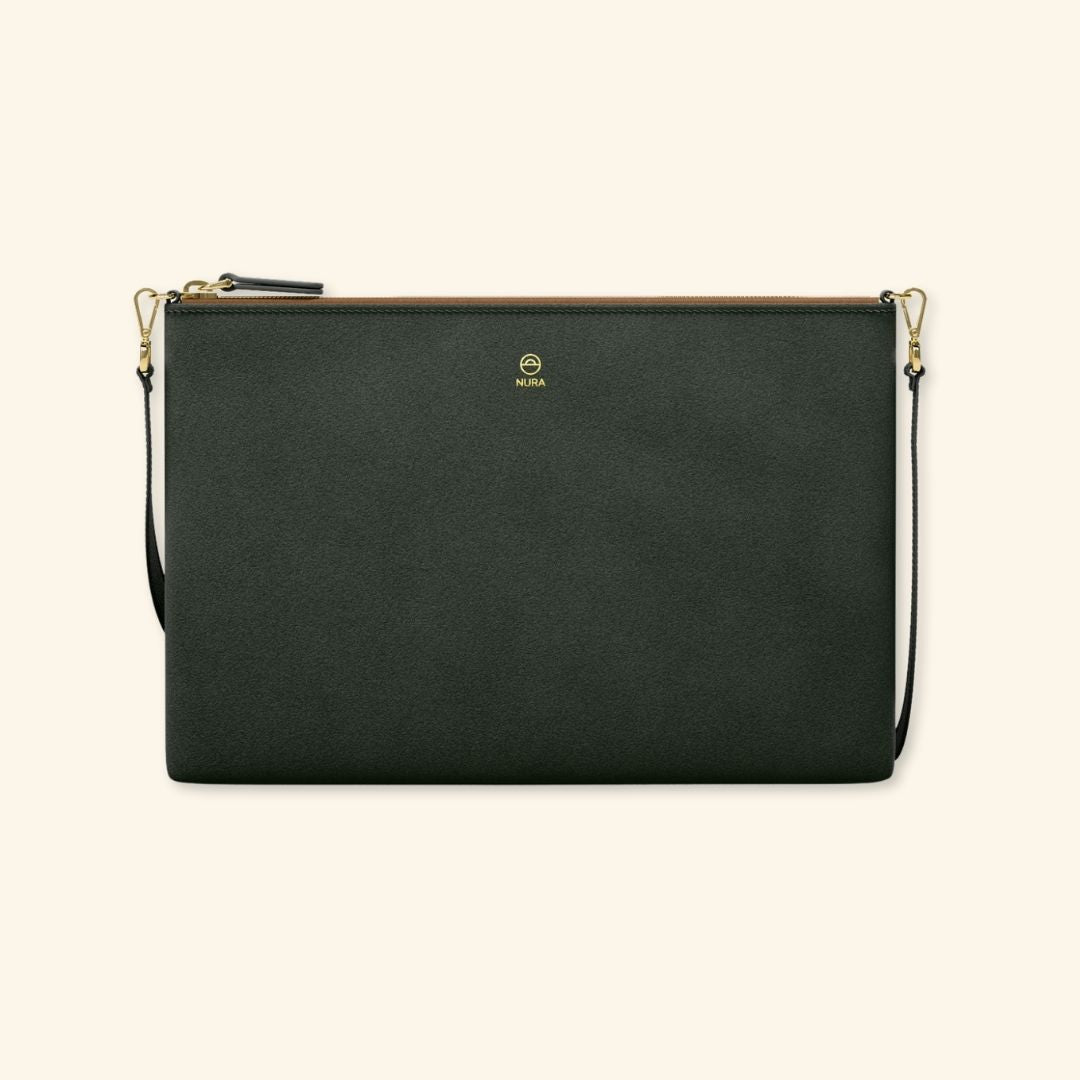 Serraje Oliva | Bolso de piel para mujer | Con Tira ajustable