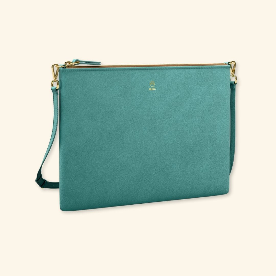 Serraje Turquesa | Bolso de piel para mujer | Con Tira ajustable