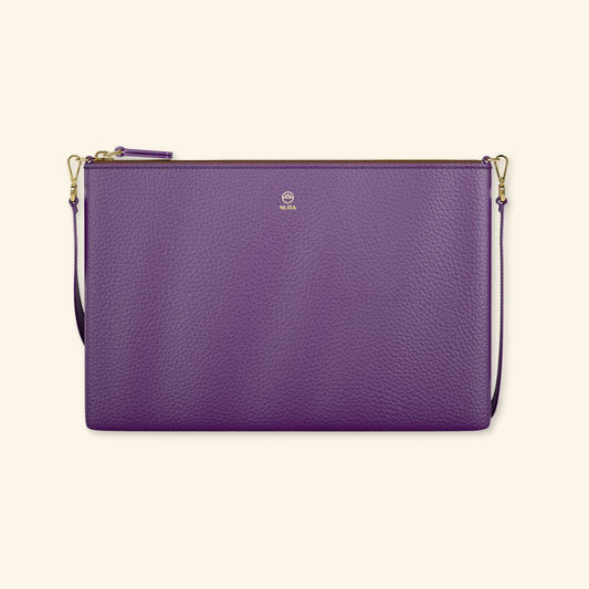 Granulado Violeta | Bolso de piel para mujer | Bandolera con Tira ajustable